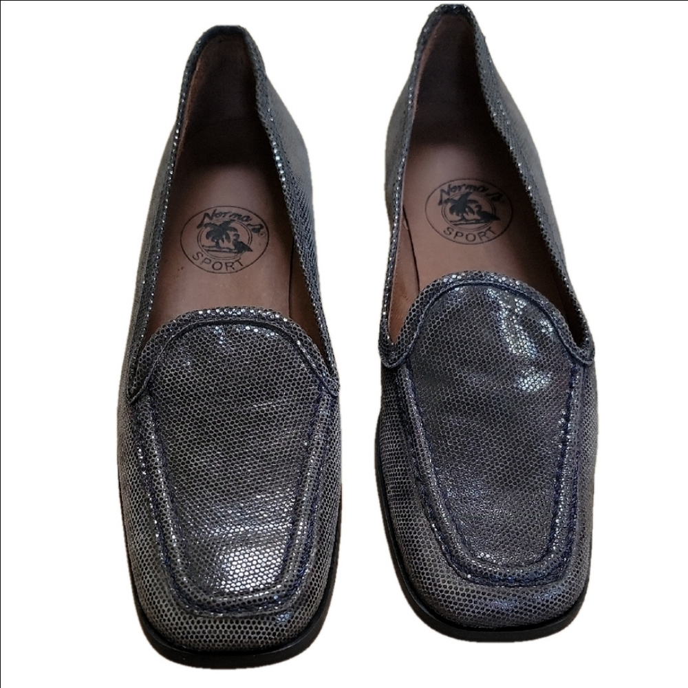 Norma's Sport Gray Leather Loafers Size 6.5 Narrow NWOT